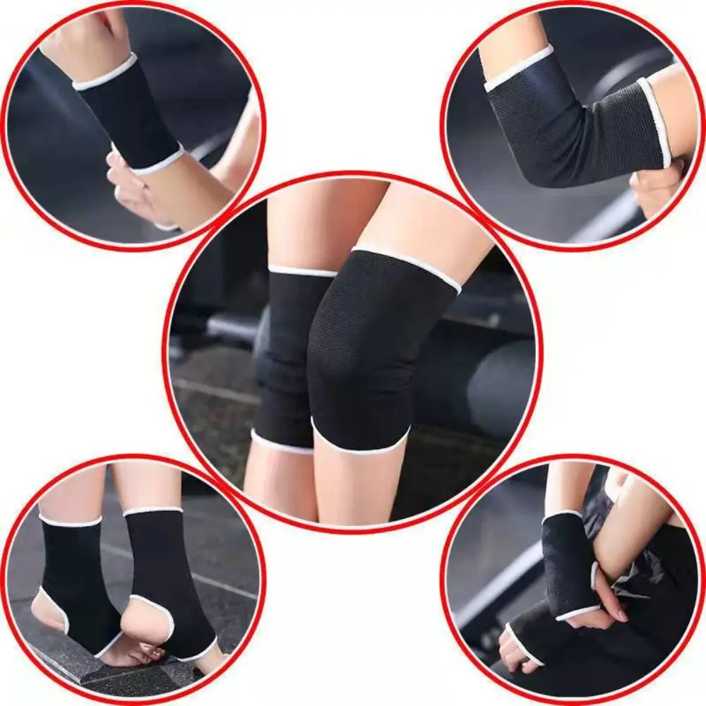 New Polyester Cotton Knee Pads Black Elastic Elbow Pads Wristband Unisex