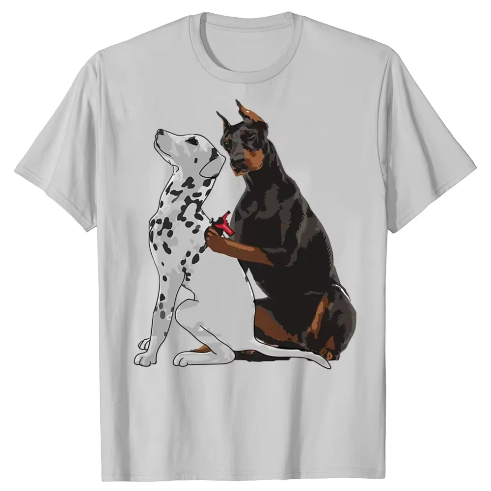 

Funny Cute Doberman Tattooing Dalmatian Dog T Shirts Streetwear Short Sleeve All-purpose T-shirt for Women and Men