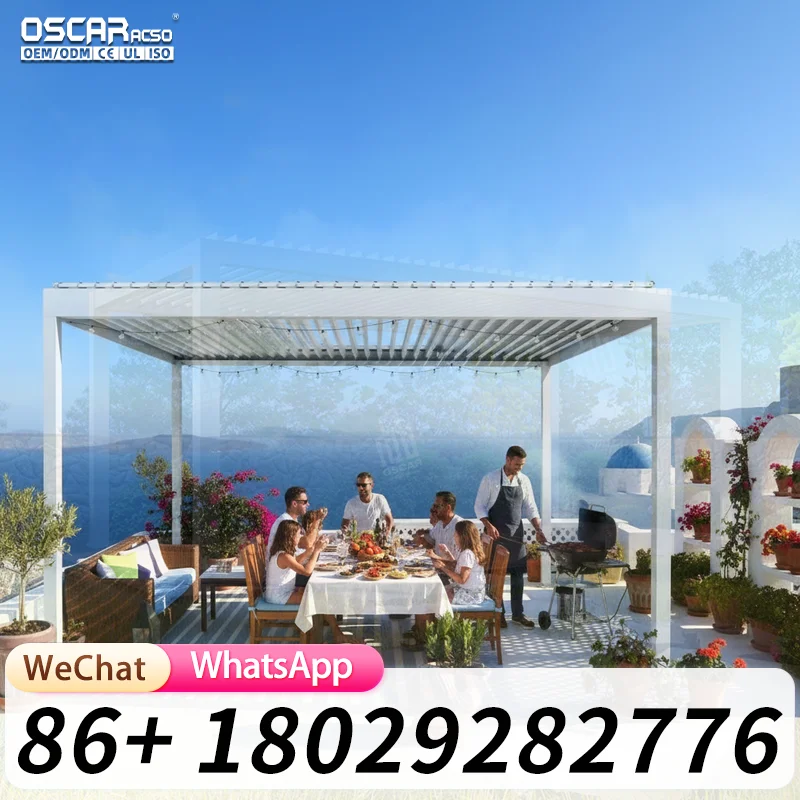 Louvered Adjustable Aluminum Pergola with Sunshade for Garden Patio Outdoor Living pergola