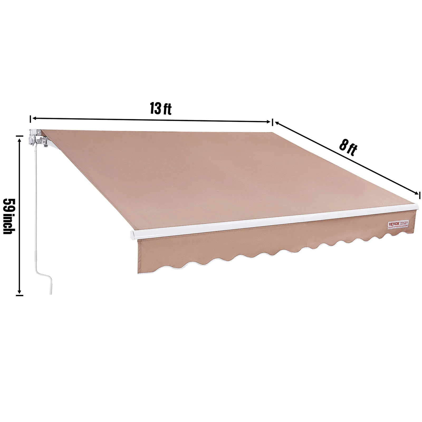 SucceBuy Handmatig intrekbare luifel Buitenluifel Intrekbaar zonnescherm Waterbestendig polyester Terrasdeurraam voor achtertuin