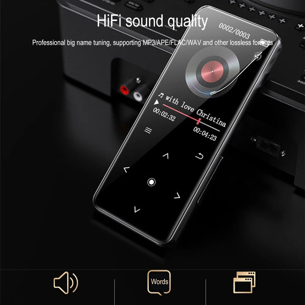 เครื่องเล่น MP4 1.8นิ้วพร้อมปุ่มสัมผัส MIC SPEAKER Bluetooth วิทยุ FM เล่นวิดีโอ e-book HIFI เครื่องเล่นเพลง MP4โลหะ Walkman