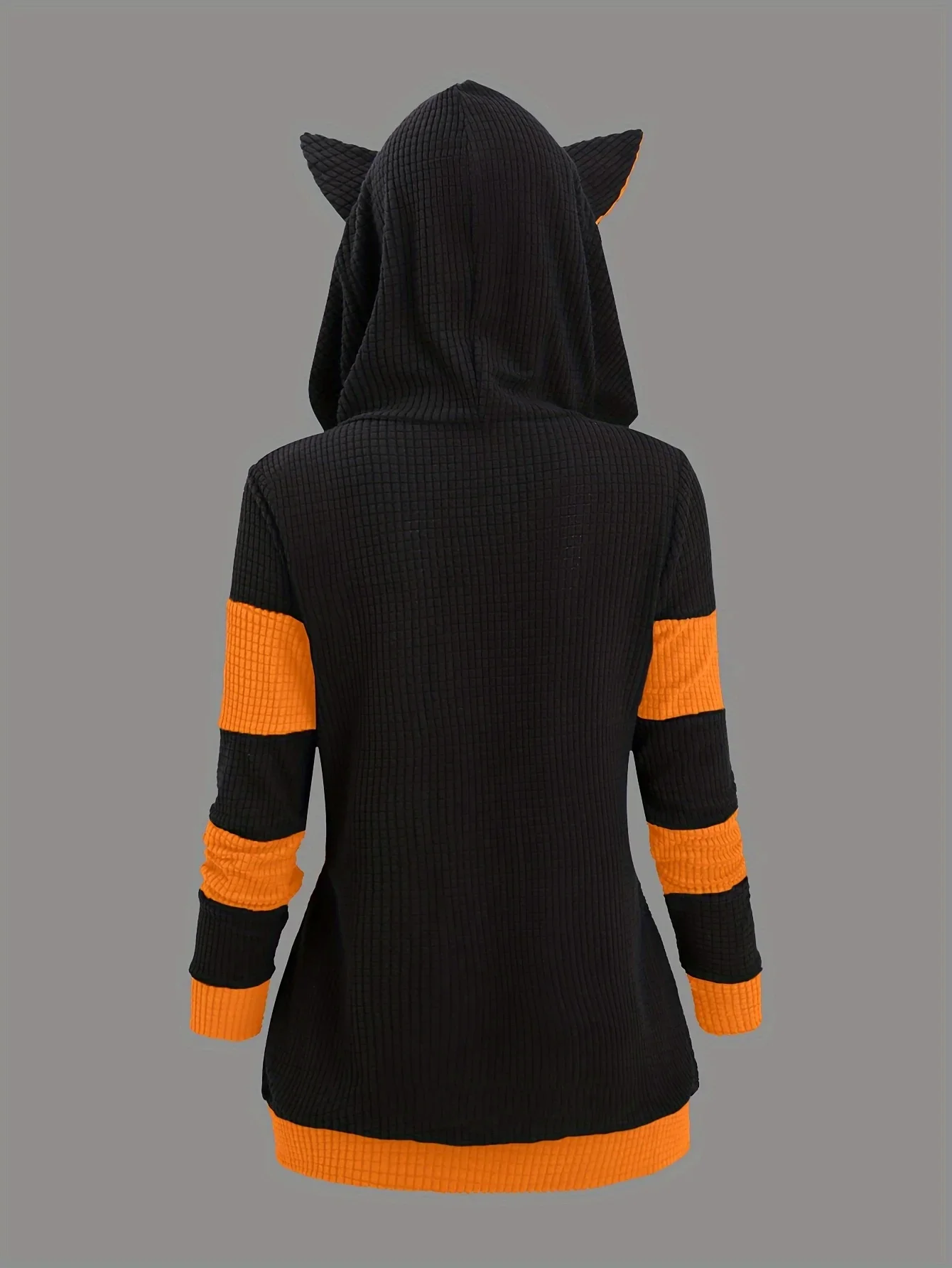 Dicker Kapuzenpullover mit Katzenohren und Reißverschluss, eine beliebte Übergrößen-Damenmode für Herbst und Winter in Europa und Amerika – Detail 16