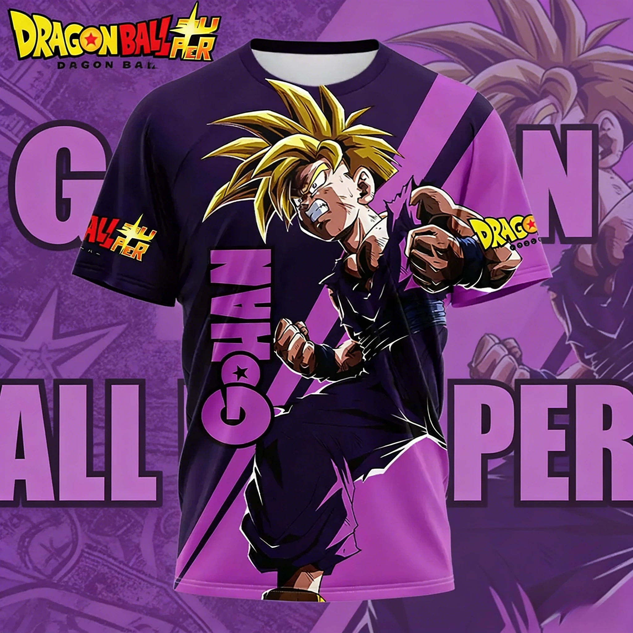

2026 Summer Dragon Ball Gohan 3D Print T-Shirt Men Women Plus Size Quick Dry Sports Tee Trendy Streetwear Short Sleeve Top Y2k