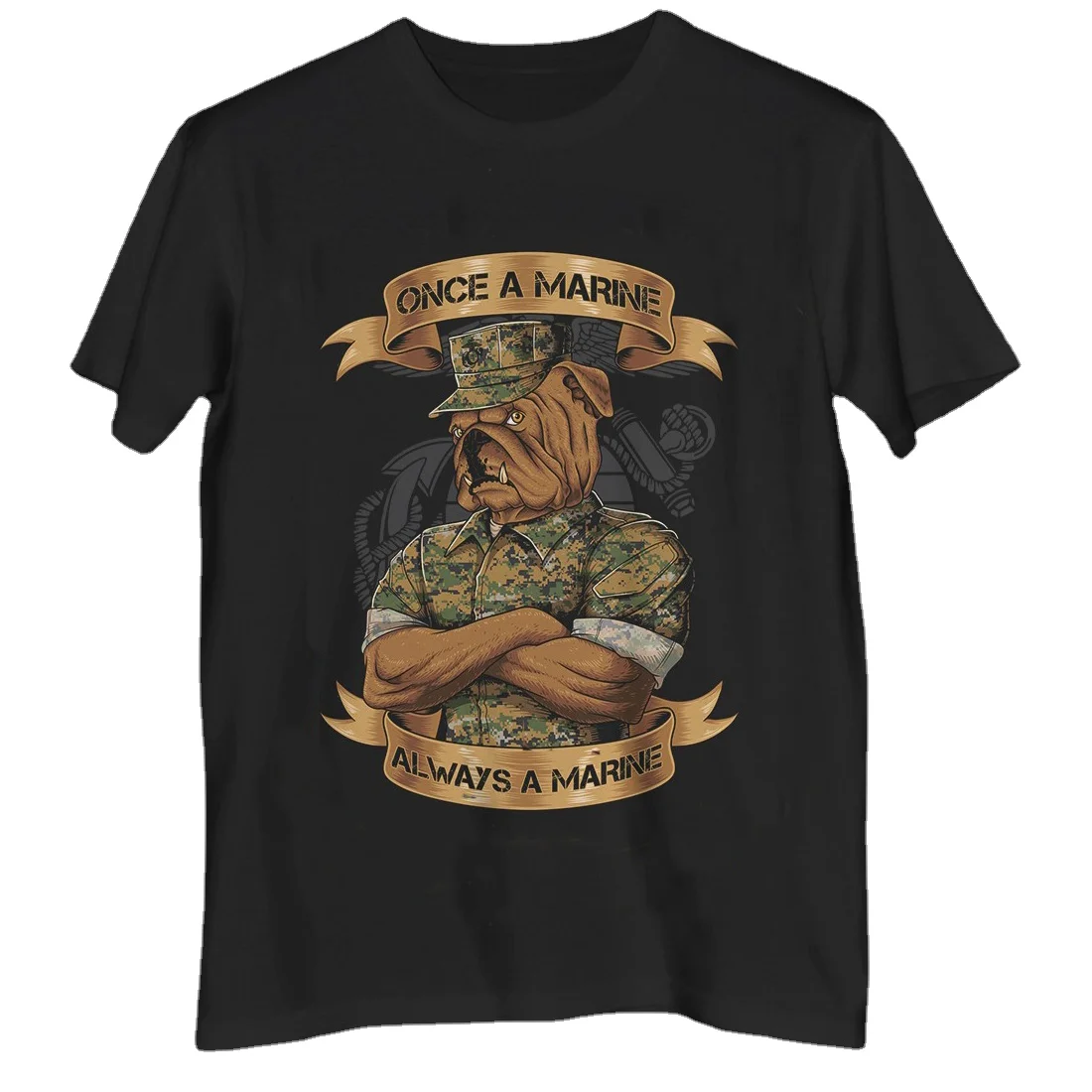 

Once A Marine, Always A Marine. US Marine Corps Bulldog T-Shirt New 100% Cotton Short Sleeve O-Neck Casual Mens T-shirt