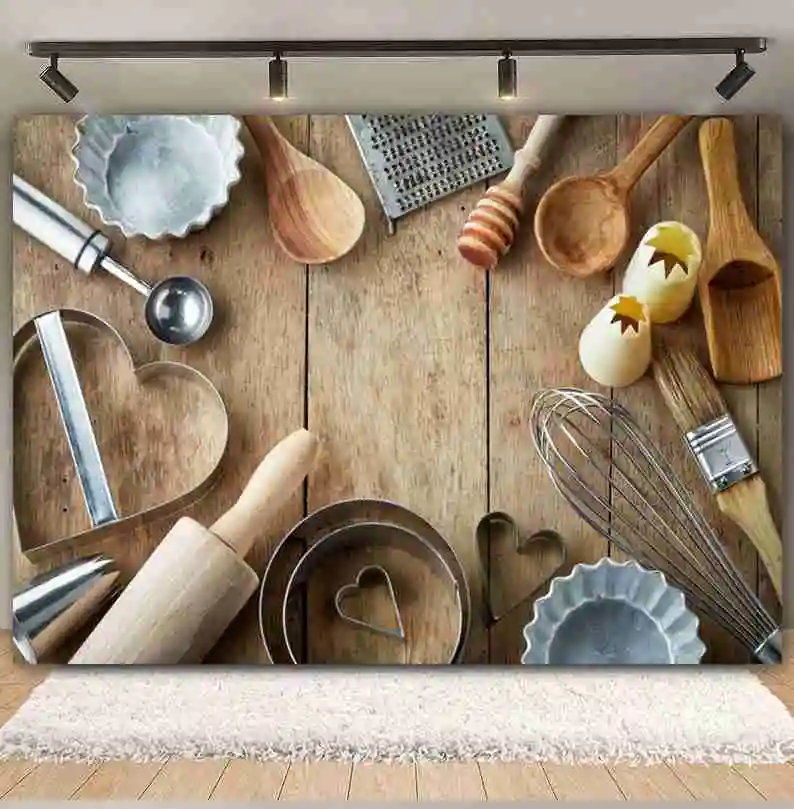 Kitchen Donut Bread Backdrop for Photography Flour Pasta Chocolate Newborn Baby Shower Cake Smash Background Decor Photo Studio