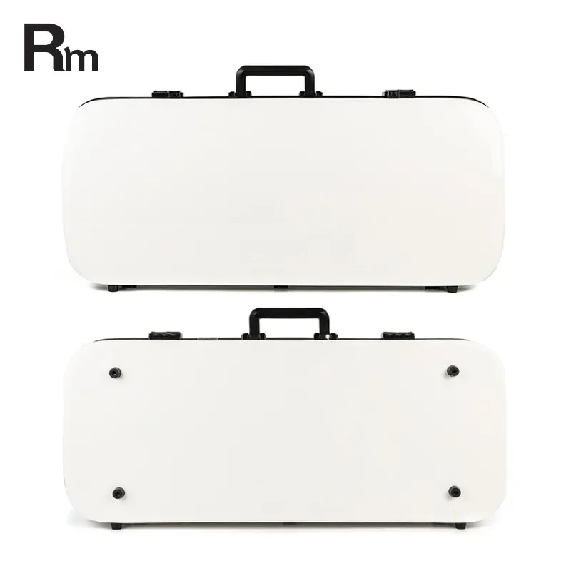 White Fiberglass Violin Case with Flannel Lining Waterproof Shockproof Double Head Design Durable Protection for Violin