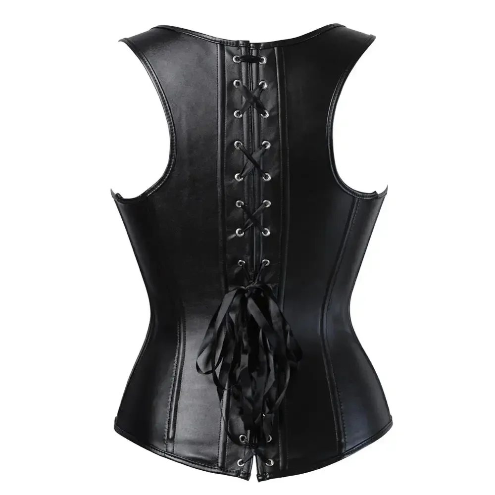 Leather Corset Dress Gothic Corsets with Straps Steampunk Bustiers Skirt Rockabilly Cosplay Outfits Engagement Party Costumes