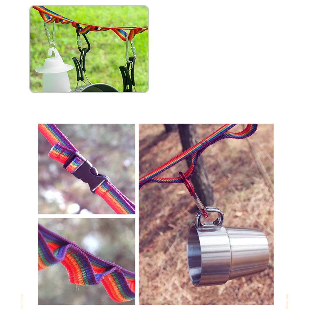 

Tent Lanyard Camping Daisy Chain Colorful Rope Hanging Kettle Cup Outdoor Foldable Travel Accessories Portable Seven Colors
