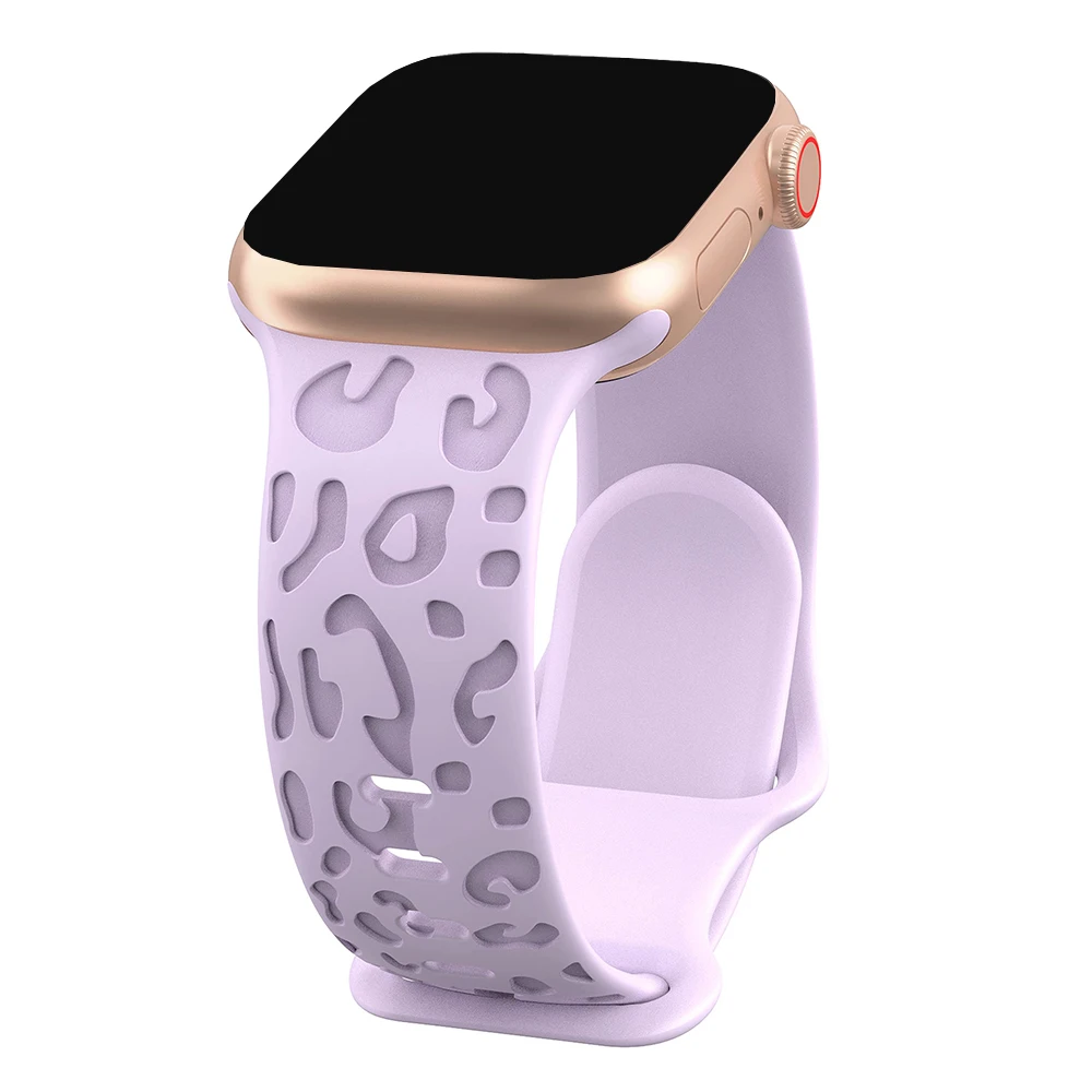 Graviertes Leopardenarmband für Apple Watch Ultra 2 3 4, 49 mm, 44 mm, 40 mm, 45 mm, 38 mm, Silikonarmband, iWatch Series 10 11 12 9 8 SE – Detail 9