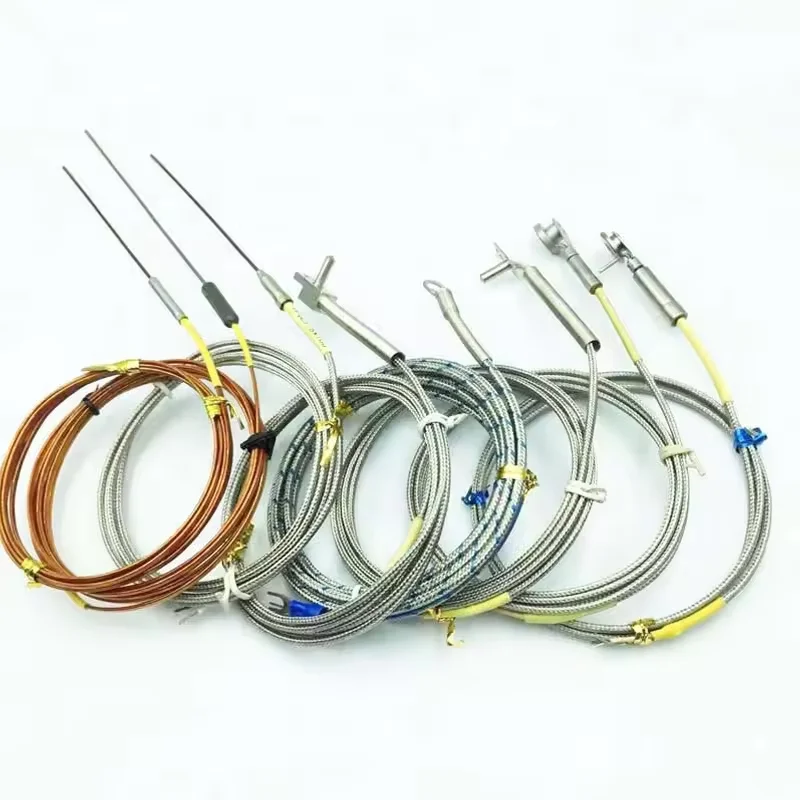 K J type 2m metal screening cable temperature sensor diameter 1mm 1.5mm 3mm  100mm flexible probe thermocouple