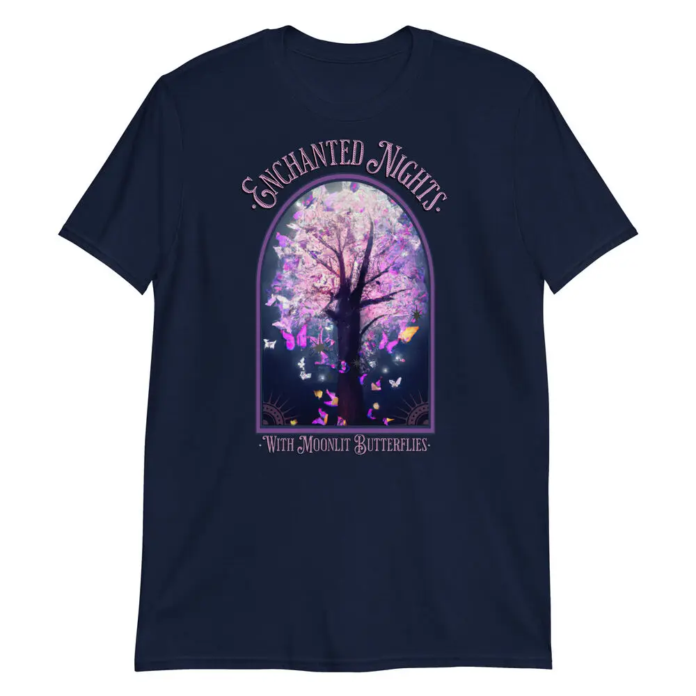 Enchanted Nights with Moonlit Butterflies T-Shirt - Magical Nature Tee  High Quality 100%Cotton Short Sleeve