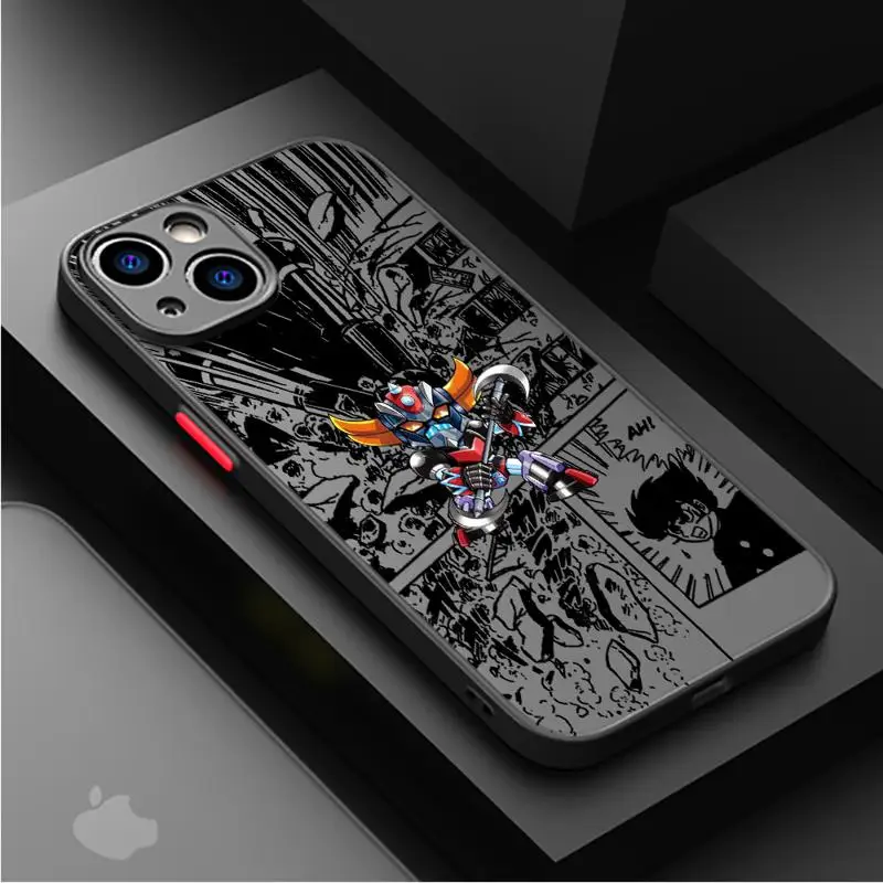 Matte Frosted Phone Case for iPhone 15 14 13 Pro Max 12 11 Mini XR XS X 8 7 6 Plus Translucent Cover Grendizer Goldorak