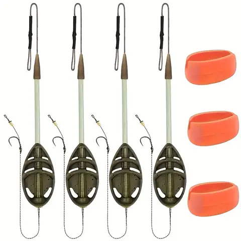1set Carp Fishing feeder rig set，30/40/50/60g,Including molds，Equipped with a carp hook for quick replacement of sub lines