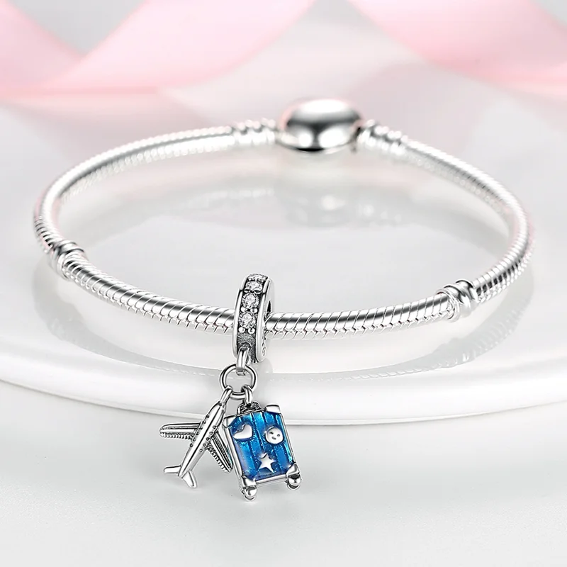 925 Sterling Silver Traveling The World Alphabet Charms Pendant For Women Fit Original Bracelet DIY Birthday Party Jewelry Gifts