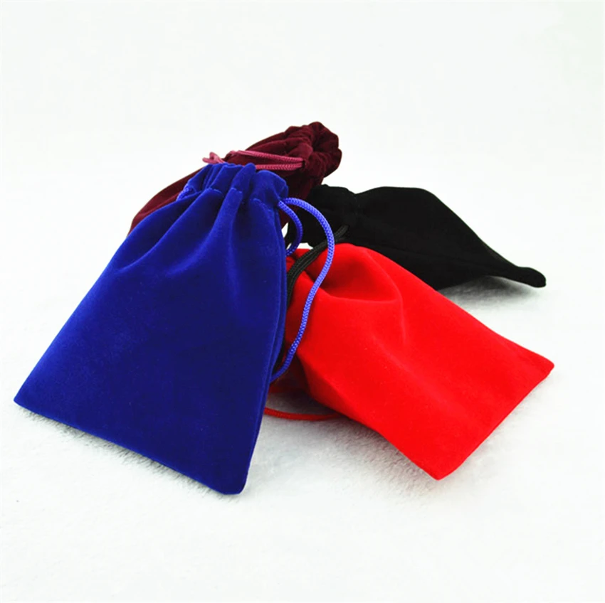 Bolsas de franela de alta calidad, embalaje de regalo, bolsa de terciopelo negro, bolsas de joyería, caja de joyería, venta al por mayor, 7x9