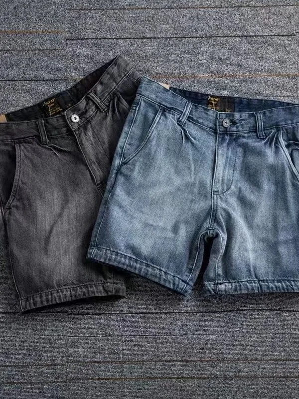 

Retro American Washed Denim Shorts Men's Summer Thin Three-quarter Straight Leg Short Pants Casual Cotton Blend Fashionable