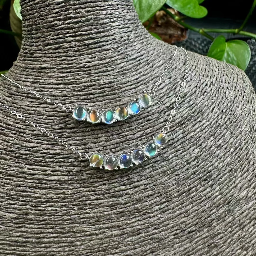 

1 Pc Fengbaowu Natural Madagascar Moonstone Necklace Pendant 925 Sterling Silver Reiki Healing Stone Fashion Jewelry For Women