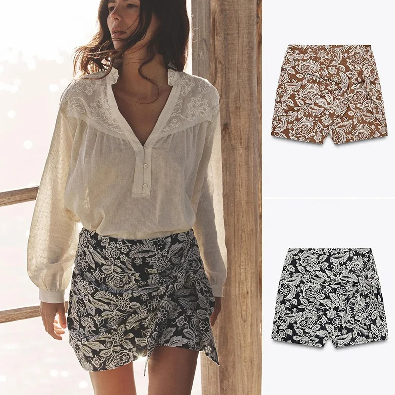 

Новая летняя женская юбка А-силуэта с вышивкой и ажурным поясом, повседневная, модная, в уличном стиле, 100% полиэстер