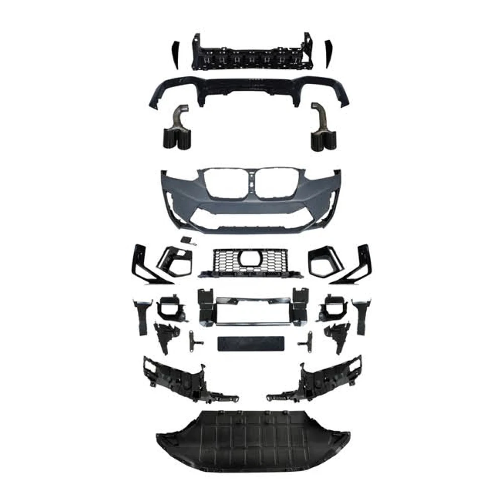 

Suitable for The X4 2021 + G02 LCI upgrades the X4M front bumper rear diffuser with BMW exhaust tip body kit