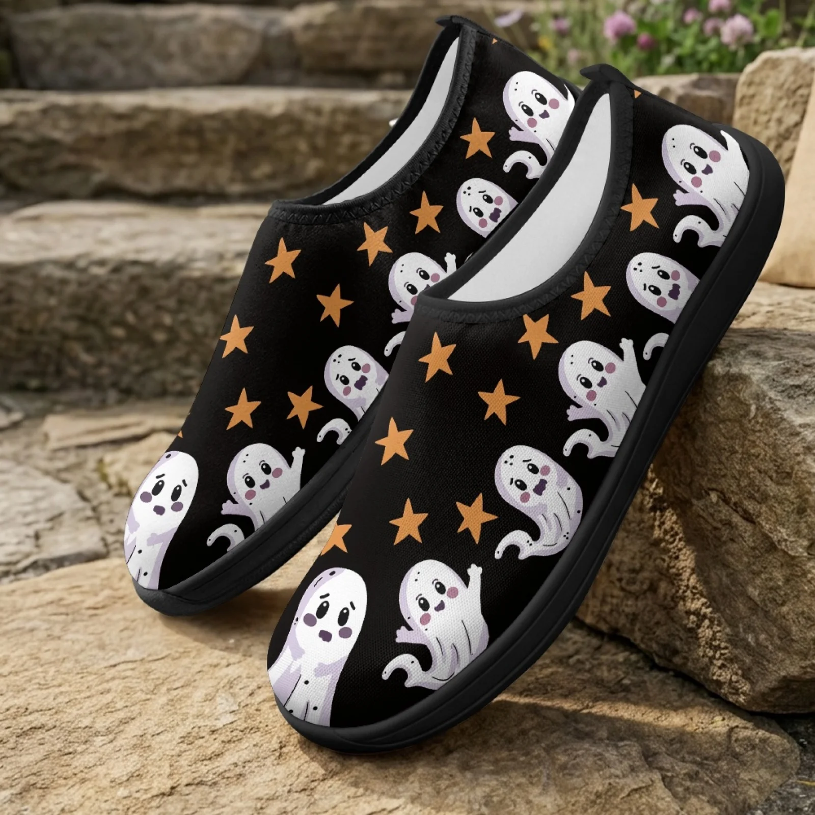 PENSTROLL Ghost Star Pattern New Design Wide Width Athletic Shoes for Men Polyester & EVA Hiking Shoes Casual Sneakers