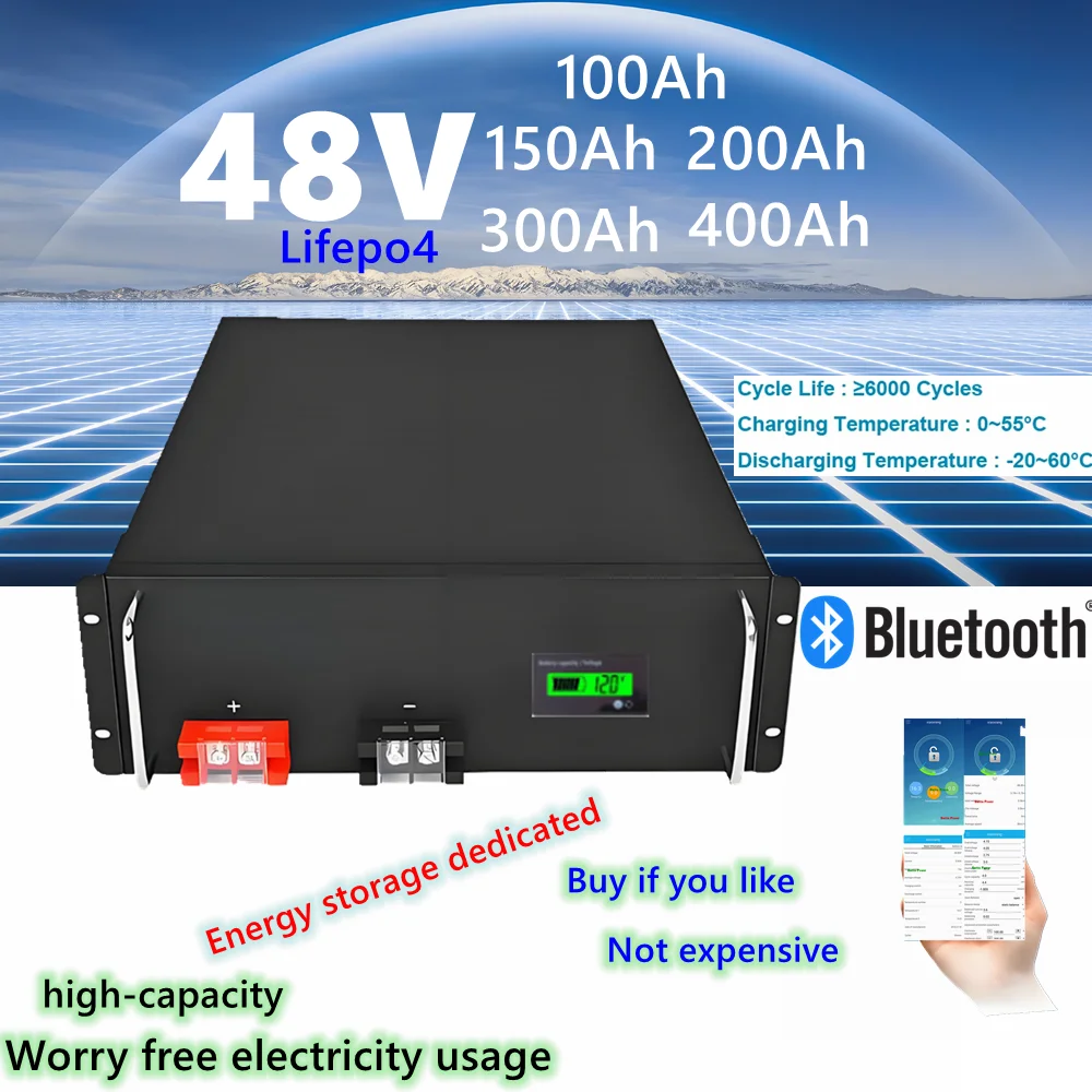 

HS 48V 100Ah 120Ah 150Ah 200Ah 300Ah 400AH Lifepo4 Lithium Battery bluetooth BMS Solar Energy Storage System For Base Station