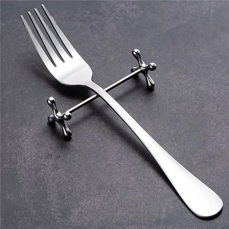 Y51A 12 Pcs Zinc Alloy Chopsticks Rest Spoons Forks Knives Holder Rack Stand Metal for Craft Table Decoration Silver