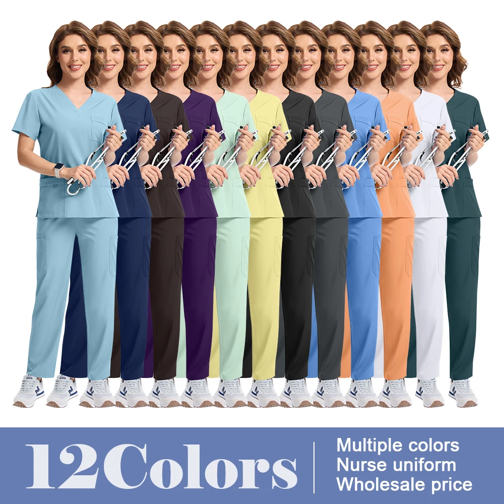 Short Sleeved Top Straight Pants Sets Nurse Scrubs Women Elastic Breathable Work Clothes Beauty SPA Nursing Scrub Docto Uniforms view 4