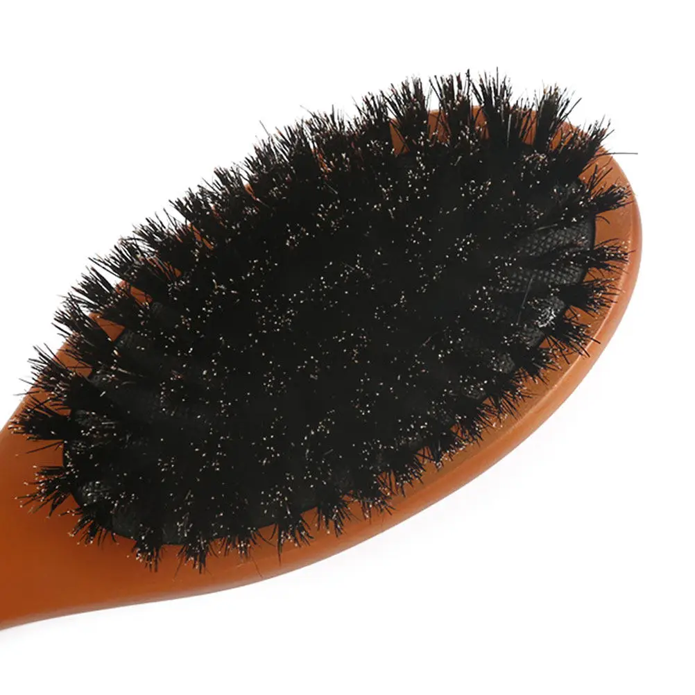 2Pcs Boar Bristle Hair Brushes Natural Wood Handle Curved Design Scalp Massage Comb Hairbrush for Men Women Curly Hair Care