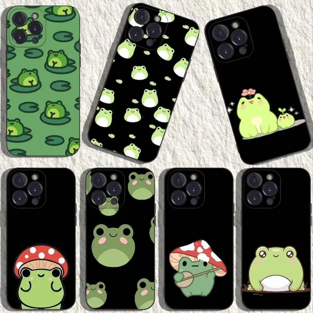 

Cartoon Frog Phone Case For iPhone 17,16,15,14,13,12,11,Plus,Pro Max,XS,X,XR,SE,Mini,8,7,Soft Silicone Black Cover