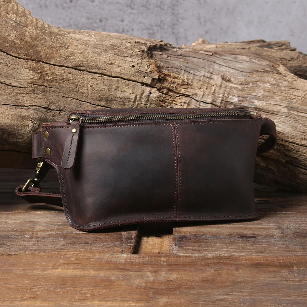 S.WORKE Vintage Echtleder Herren-Brusttasche Umhängetasche Kleine Crazy Horse Rindsleder Damen Mode Handytasche – Detail 7