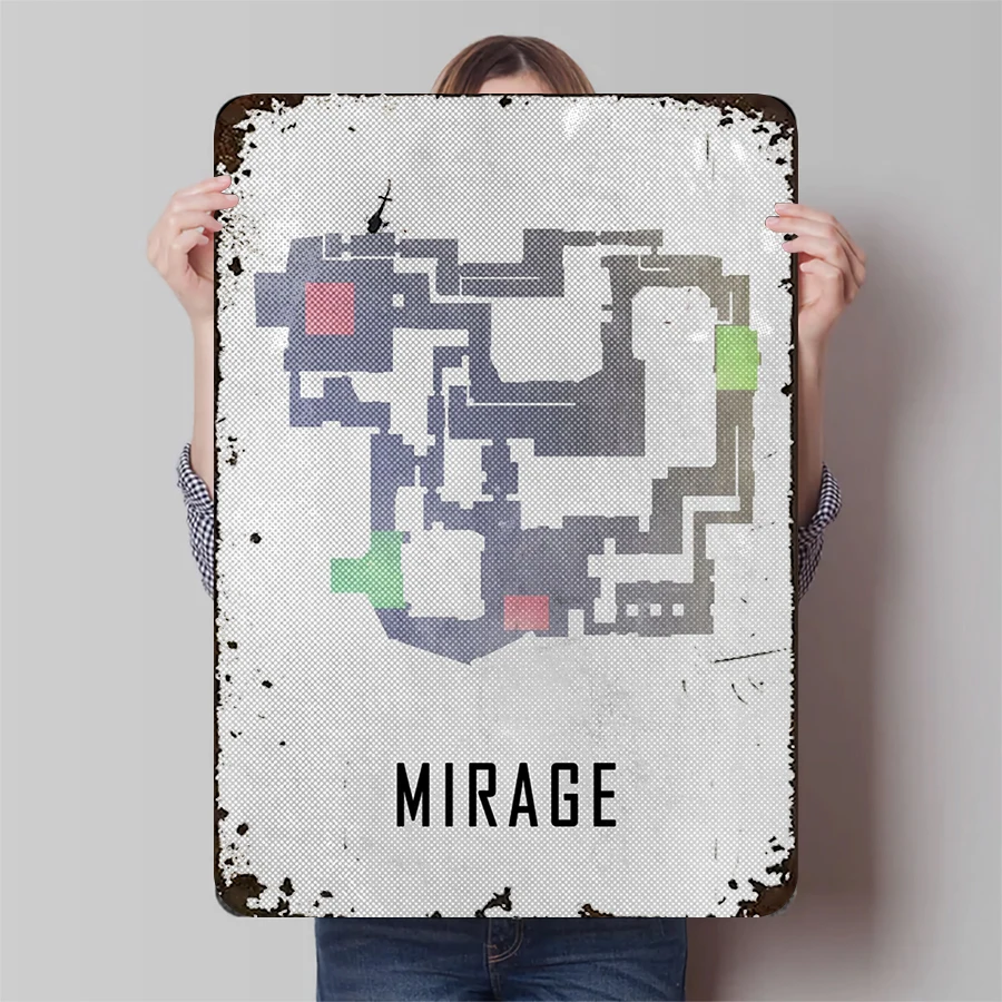 Vintage Pixel Game Map Metal Wall Art Creative Gaming Theme Home Decor Living Room Study Room DecorationExclusive