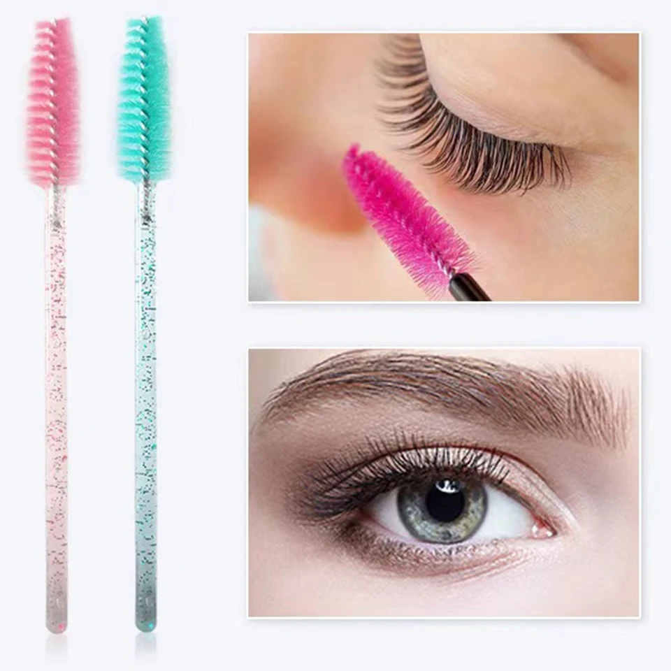 Boxed Silicone Crystal Mascara Wands Applicator Eyelash Makeup Brush Comb Micro Apple Brush Mini Eyebrow Spoolies Beauty Tools