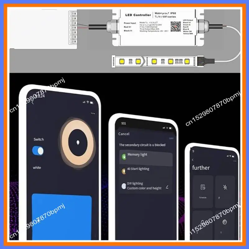 

BAAE Tuya WIFI DC12V 24V светодиодная лента водонепроницаемый контроллер IP68 защита от дождя с голосовым пультом дистанционного управления Tuya RGBCW