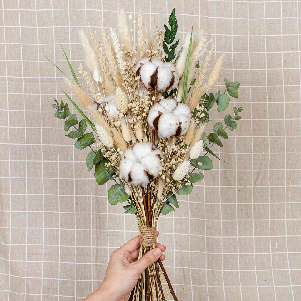 Dried Cotton Stems Eucalyptus  - Pampas Grass Decor review and price