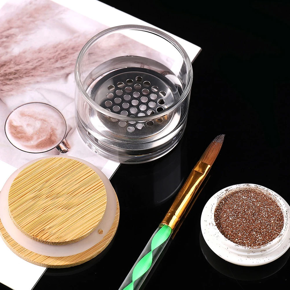 

3 pcs Glass Nail Dish Cup Sealable Dappen Dish For Acrylic Nails Manicure Tools Pen Wash Cup Liquid Holder Powder Bowl Nail