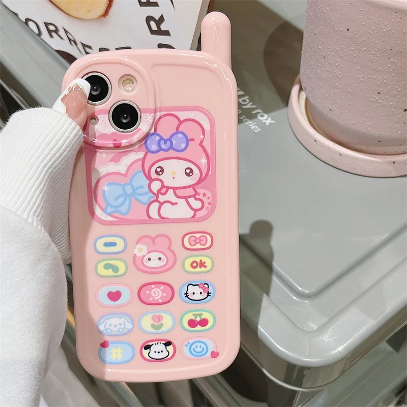 Japan Sanrio Hello Kitty Melody Cinnamoroll Cute Case For iPhone 15 14 13 12 11 Pro Max Cartoon Big Brother Keyboard Phone Case