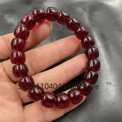 Natural Amber Bracelet for Unisex Luxury Handmade Irregular Flat Red Bead Ambers Bracelets High End Jewelry with Certification