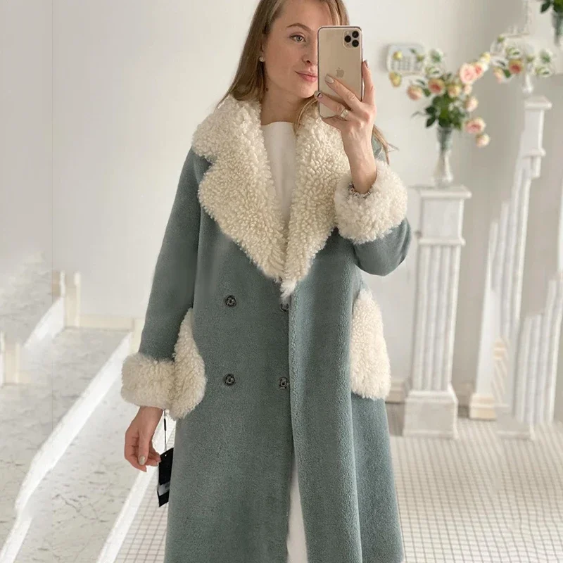 Woolen Coat Women Winter Jacket 2024 New Fashion Solid Mid Long Coats Warm Wool Coat Ladies Outerwear Overcoat Female Tops