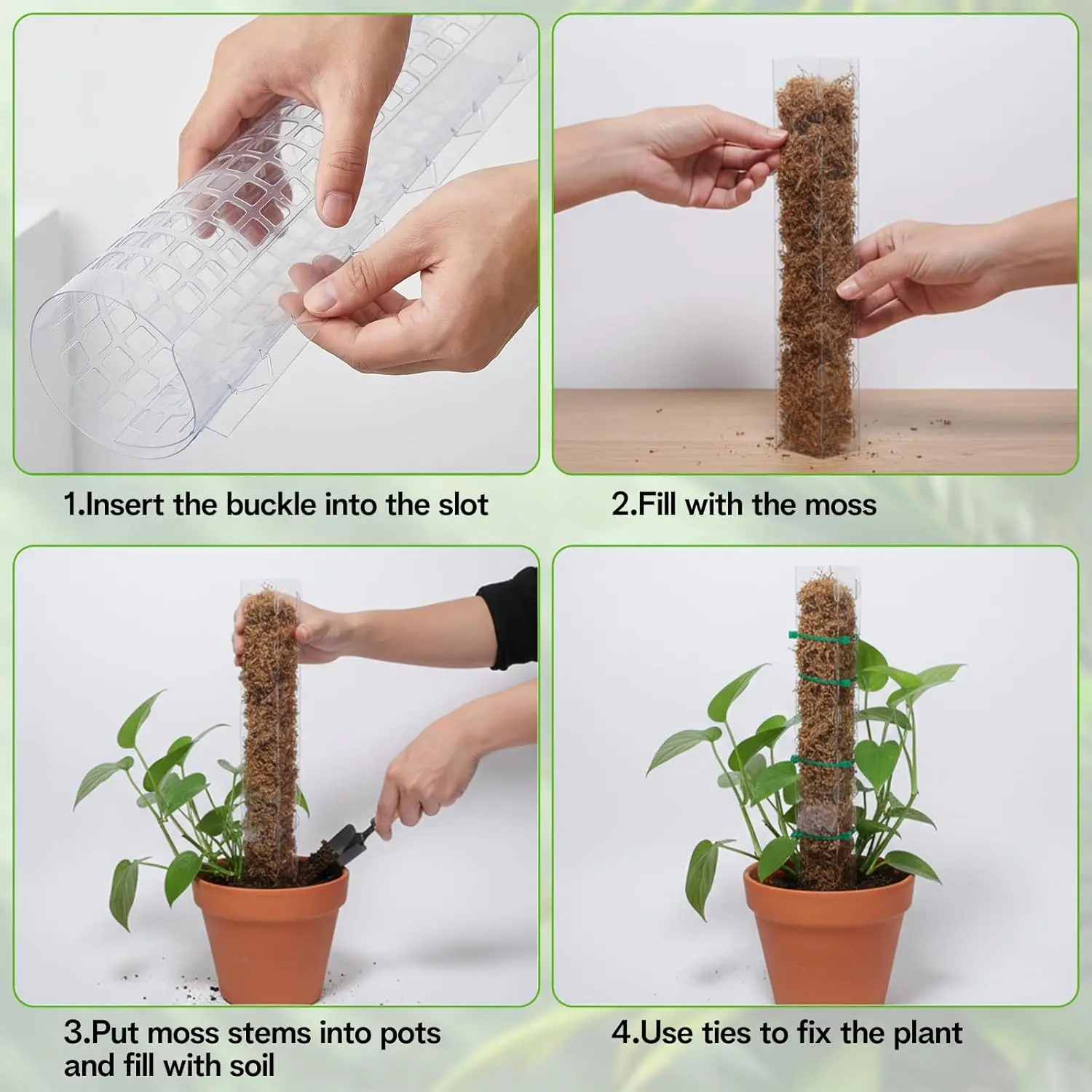 15/24/36/48Inch Moss Pole Plastic Plant Stand Indoor Climb Plant Guardian Tutors Pot Moss Stick For Plant Growth Garden Support