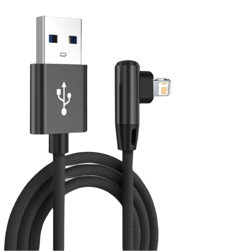 90 graden USB-kabel voor iPhone 14 13 12 11 Pro Max X XR 6s 7 8 Plus 2m 3m Lood Mobiele telefoon Snellaadsnoer Datalader Draad