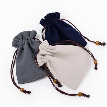 재사용 가능한 캔버스 드로스트링 백, 플란넬 안감, 쥬얼리 화장품, 휴대용 보관 천 가방, 작은 동전 지갑, 선물 패키지 파우치
