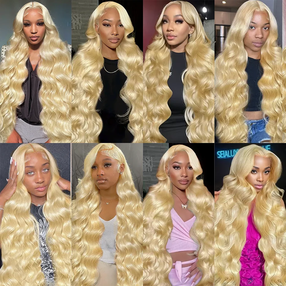 613 HD الدانتيل الباروكة الأمامية 13x6 الجسم موجة خصلات الشعر المستعار الإنسان البرازيلي 200 الكثافة قبل قطعها العسل شقراء HD الدانتيل شعر مستعار أمامي للنساء
