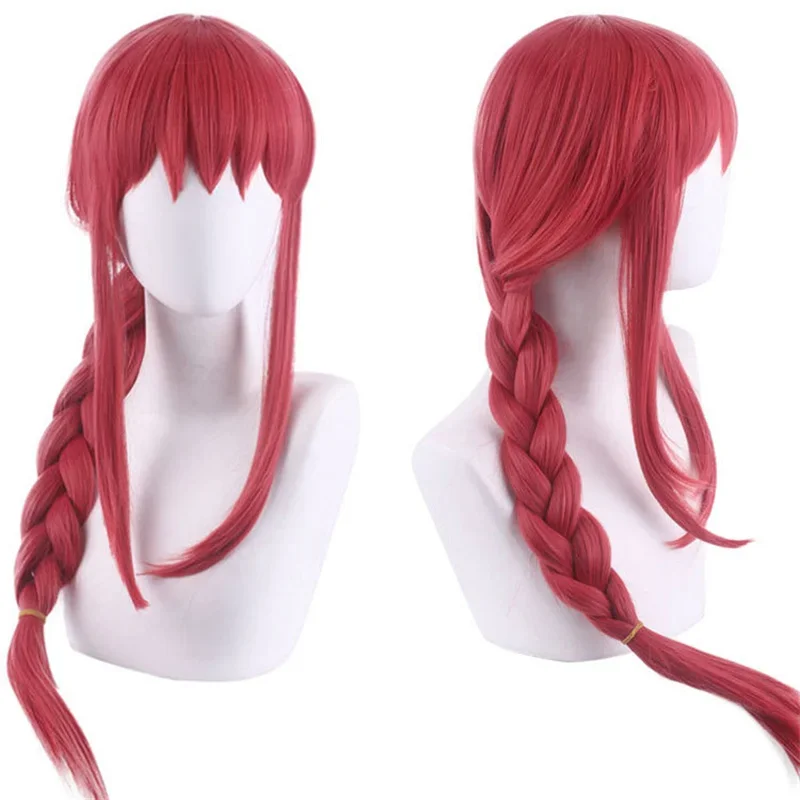 Cosplay Makima Anime Chainsaw Man Costumes Props Women Long Braided Straight Synthetic Hair Halloween Role Play Wigs + Wig Cap