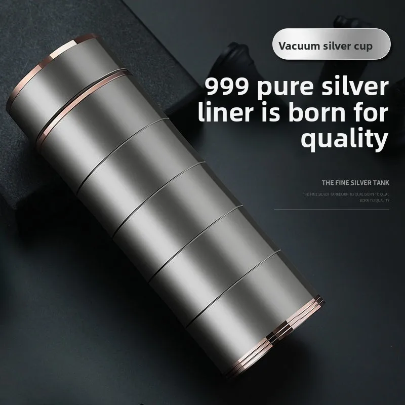 High-end silver-plated inner container insulated cup, large-capacity portable drinking bottle, gift set cup