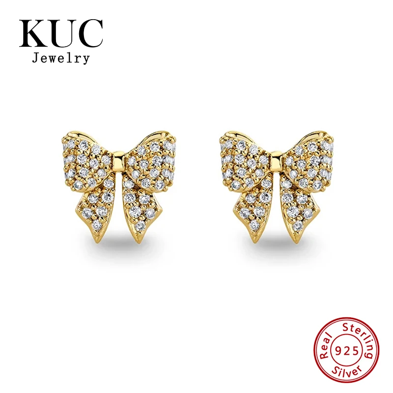 

Designer Fashion Trendy Sweet Zircon Bowknot 925 Sterling Silver Stud Earring Fine Jewelry Earrings Jewelry Women