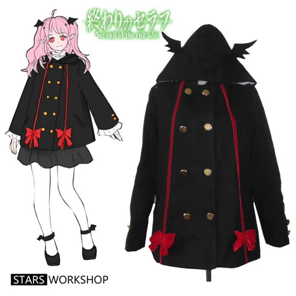 

Аниме Seraph of the end Krul Tepes косплей костюмы для девочек Милая Черная куртка Униформа