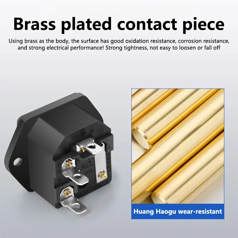 10A 250V Inlet Module Plug Rocker Switch Male Power Socket 3 Pin IEC320 C14 Switch + Fuse New