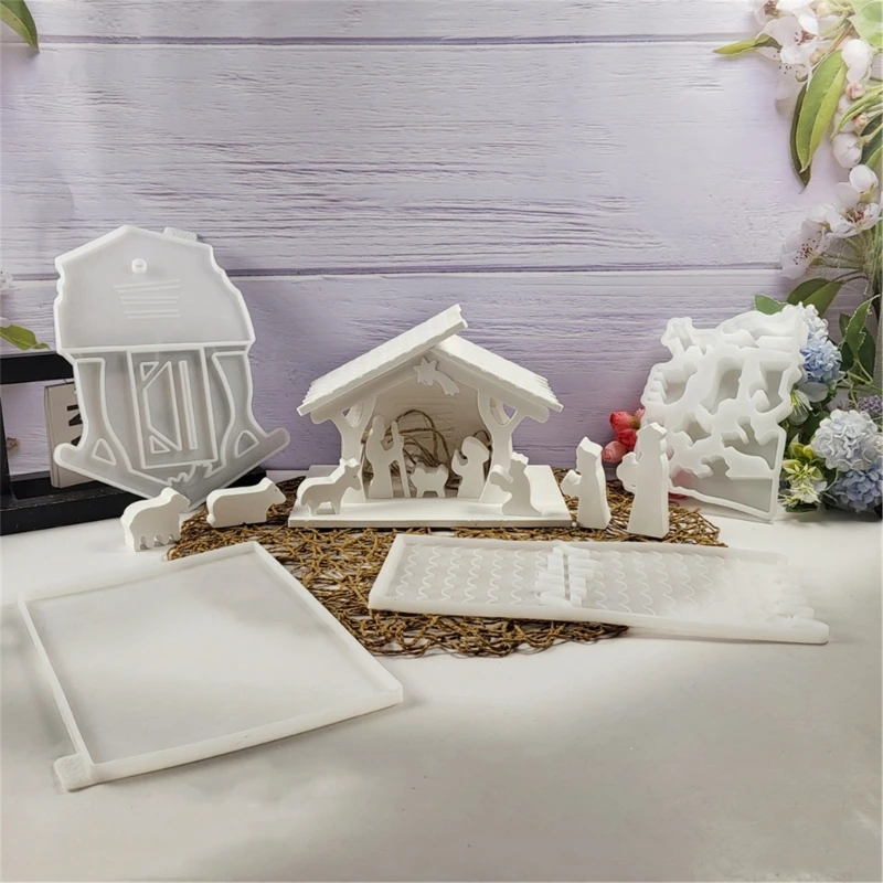 Silicone Mold for Nativity House Decoration Desktop Ornament Mold Jewelry Tool