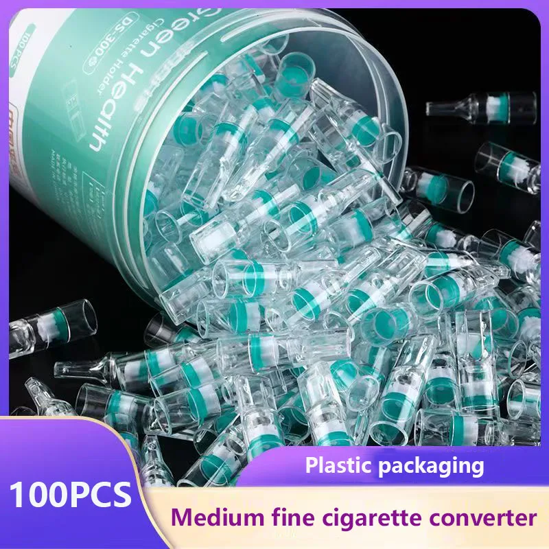 Puntas de filtro de doble tamaño para cigarrillos delgados y regulares | Boquilla desechable universal de 6-9 mm, 100 piezas de diseño 2 en 1, convertidor incluido
