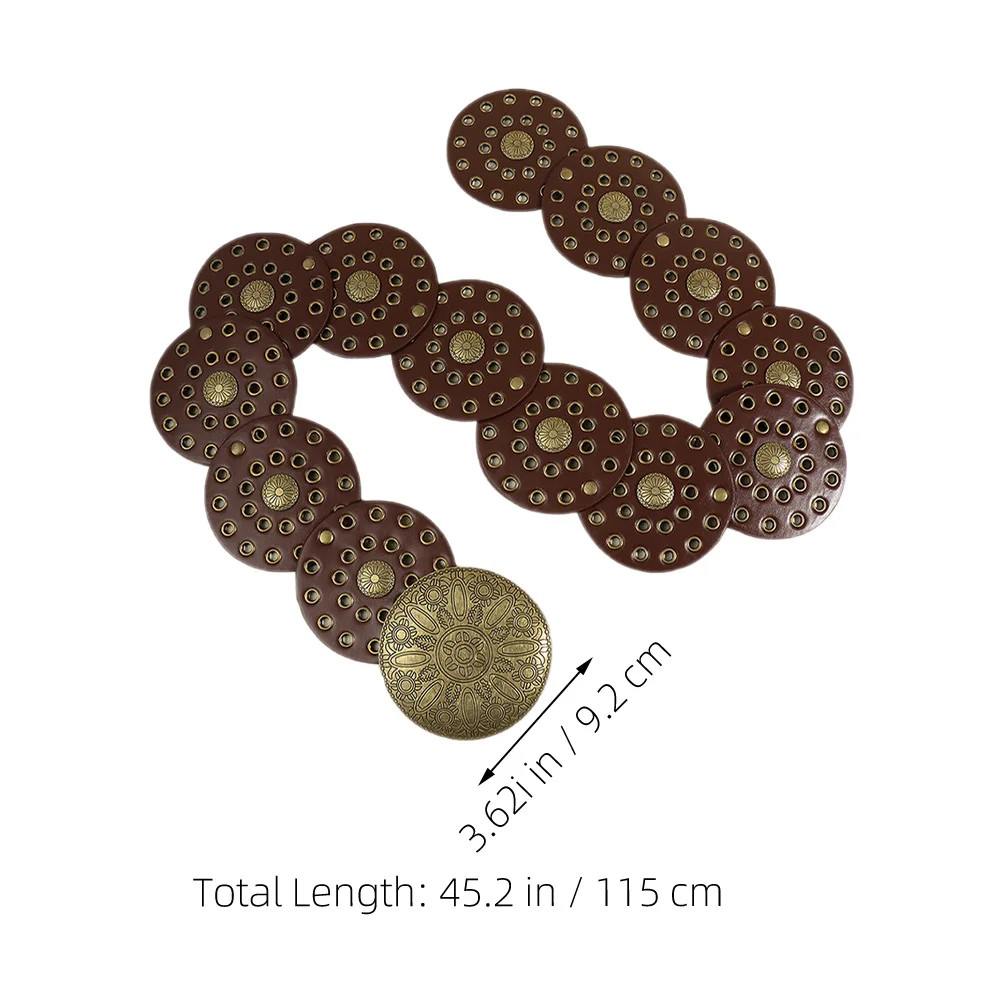 الرجعية المعادن مكتنزة البني القرص المرأة الجوف كونشو قبعات رعاة البقر الغربية مشبك حزام ل مشبك معدني حزام فساتين الجينز